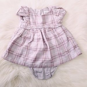 Baby Girl GAP Lilac Gray Plaid Dress, Diaper Cover
